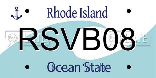 RSVB08 Rhode Island License Plate