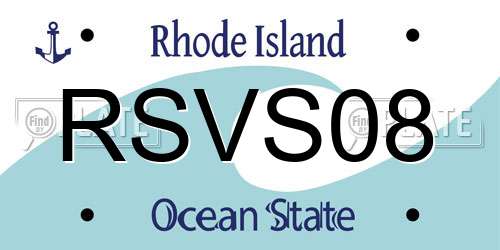 RSVS08 Rhode Island License Plate