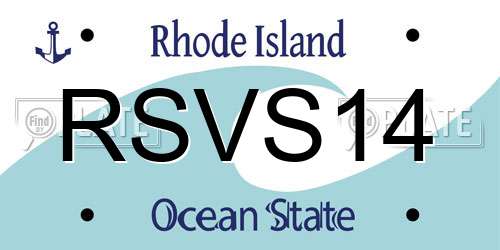 RSVS14 Rhode Island License Plate