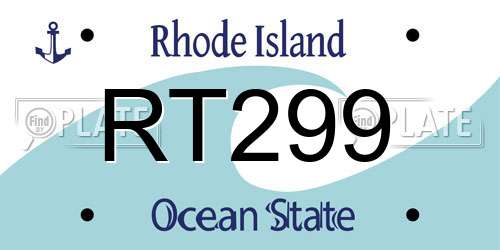 RT299 Rhode Island License Plate