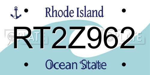 RT2Z962 Rhode Island License Plate