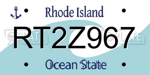 RT2Z967 Rhode Island License Plate