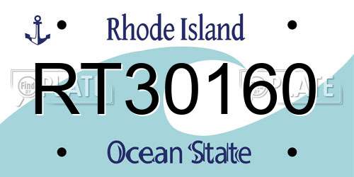 RT30160 Rhode Island License Plate