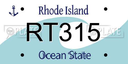 RT315 Rhode Island License Plate