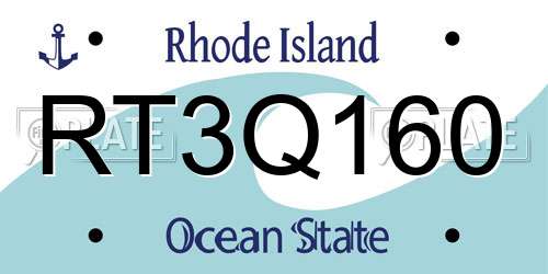 RT3Q160 Rhode Island License Plate