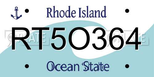 RT5O364 Rhode Island License Plate