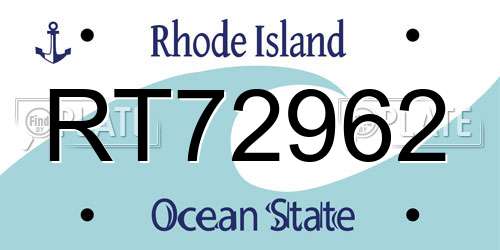 RT72962 Rhode Island License Plate