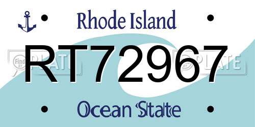 RT72967 Rhode Island License Plate