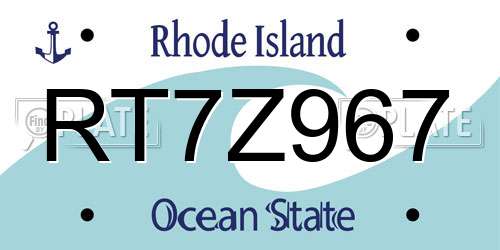 RT7Z967 Rhode Island License Plate