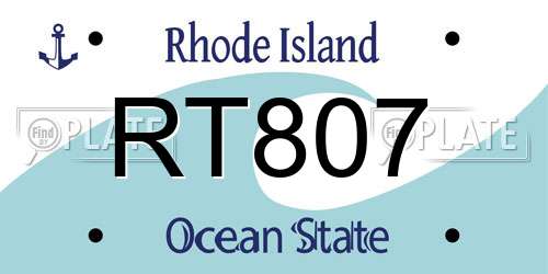 RT807 Rhode Island License Plate