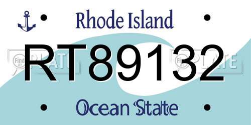 RT89132 Rhode Island License Plate