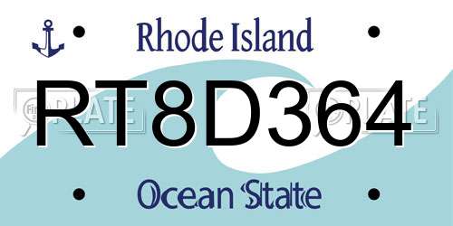 RT8D364 Rhode Island License Plate