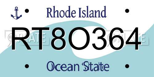 RT8O364 Rhode Island License Plate