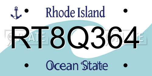 RT8Q364 Rhode Island License Plate