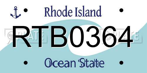 RTB0364 Rhode Island License Plate