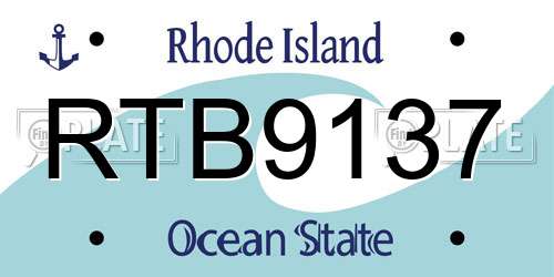RTB9137 Rhode Island License Plate