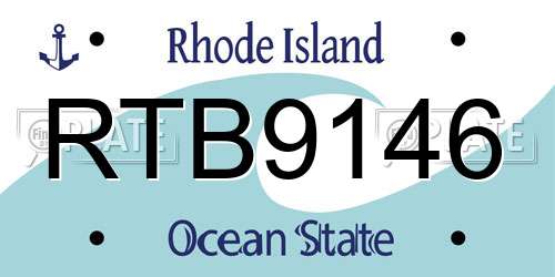 RTB9146 Rhode Island License Plate