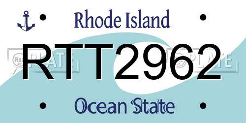 RTT2962 Rhode Island License Plate