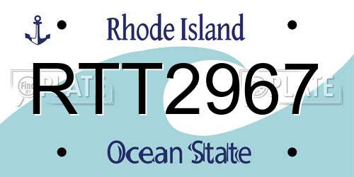RTT2967 Rhode Island License Plate