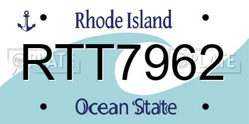 RTT7962 Rhode Island License Plate