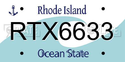 RTX6633 Rhode Island License Plate