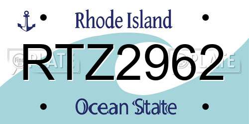 RTZ2962 Rhode Island License Plate