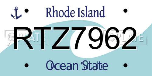 RTZ7962 Rhode Island License Plate