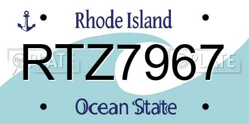RTZ7967 Rhode Island License Plate