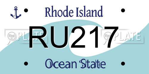 RU217 Rhode Island License Plate
