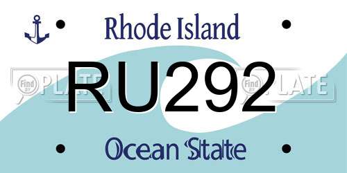 RU292 Rhode Island License Plate