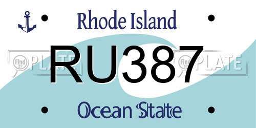 RU387 Rhode Island License Plate