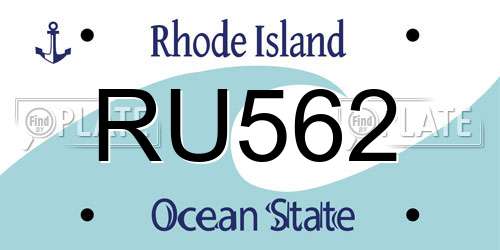 RU562 Rhode Island License Plate