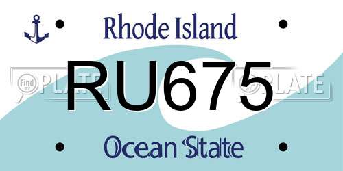 RU675 Rhode Island License Plate