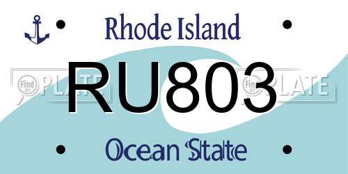 RU803 Rhode Island License Plate