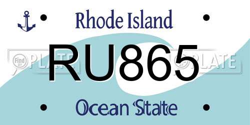 RU865 Rhode Island License Plate
