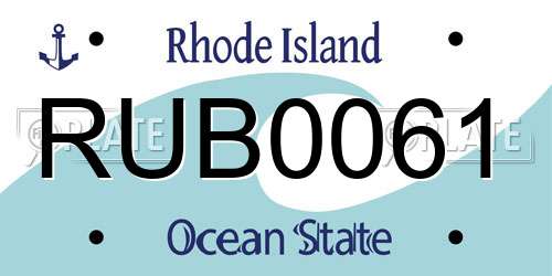 RUB0061 Rhode Island License Plate