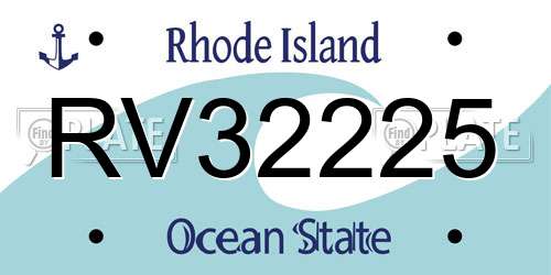 RV32225 Rhode Island License Plate