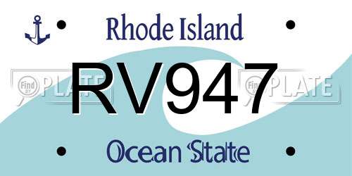 RV947 Rhode Island License Plate