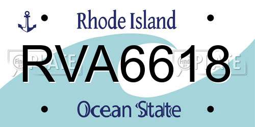 RVA6618 Rhode Island License Plate