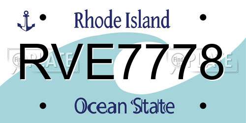 RVE7778 Rhode Island License Plate