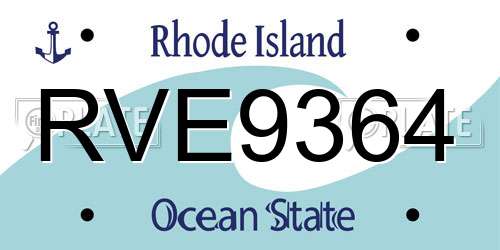 RVE9364 Rhode Island License Plate