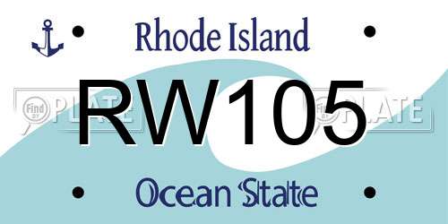RW105 Rhode Island License Plate
