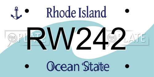 RW242 Rhode Island License Plate