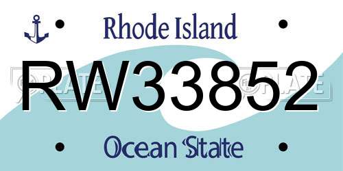 RW33852 Rhode Island License Plate