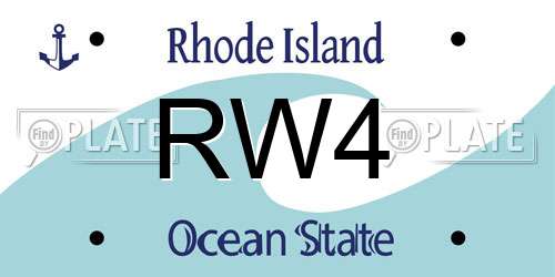 RW4 Rhode Island License Plate