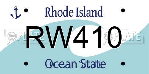 RW410 Rhode Island License Plate