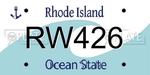 RW426 Rhode Island License Plate