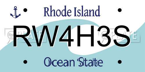 RW4H3S Rhode Island License Plate