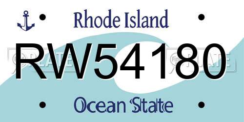 RW54180 Rhode Island License Plate