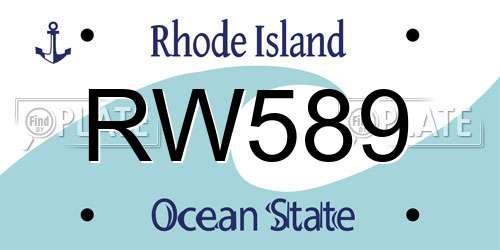RW589 Rhode Island License Plate